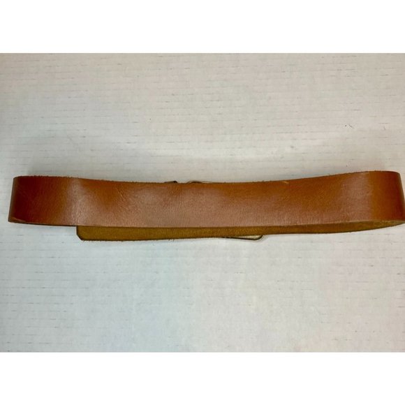 Vintage Western Leather Belt with Raised Horses Cameo Buckle Ornate Gold Tone